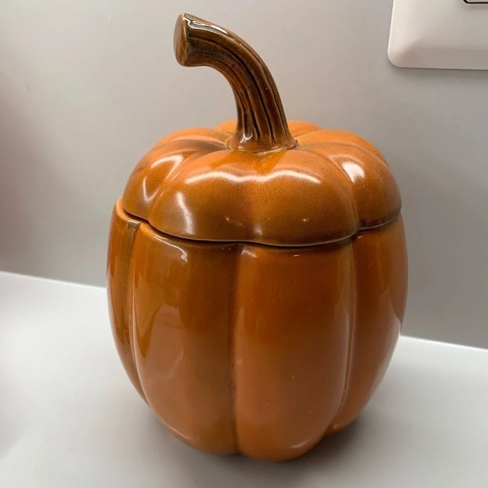 Yankee Candle Pumpkin Jack O' Lantern "Boney" Thanksgiving Harvest Candy Jar - Picture 3 of 5